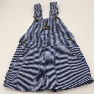 Vintage 1990's OshKosh B'Gosh Boys Striped Engineer Shortalls Overalls S…